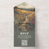 Invitation Tout En Un Boho Desert Cactus Code QR Mariage illustré (À l'intérieur)