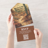 Invitation Tout En Un Boho Desert Cactus Code QR Mariage illustré (Déchirure)