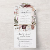 Invitation Tout En Un Boho Dusty Pink Burgundy Wedding RSVP (À l'intérieur)