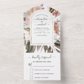 Invitation Tout En Un Boho Dusty rose Bourgogne Mariage automne (À l'intérieur)