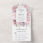 Invitation Tout En Un Boho Dusty rose violet Mariage romantique RSVP (À l'intérieur)