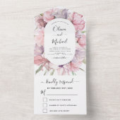 Invitation Tout En Un Boho Dusty rose violet mariage RSVP (À l'intérieur)