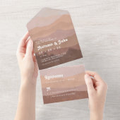 Invitation Tout En Un Boho Earth Tones Mountains & Forest Mariage Retro (Déchirure)