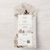 Invitation Tout En Un Boho Fall Brown Botanical Mariage QR Code (À l'intérieur)