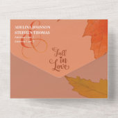 Invitation Tout En Un Boho Fall laisse brûlé Orange Fall in Love Mariage (Verso)