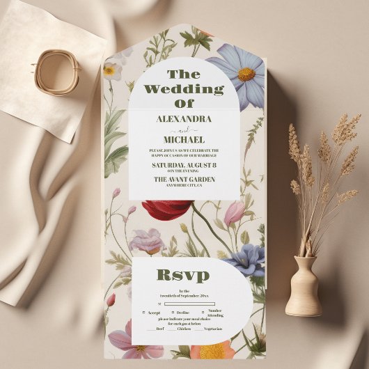 Invitation Tout En Un Boho Fleur sauvage Mariage botanique