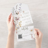 Invitation Tout En Un Boho Fleur sauvage moderne QR Code (Déchirure)