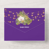 Invitation Tout En Un Boho fleuri violet orchidée fleur sauvage chic mar (Verso)