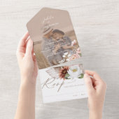 Invitation Tout En Un Boho Floral Country Western Monogramme Photo Maria (Déchirure)