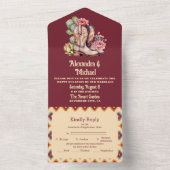 Invitation Tout En Un Boho Floral Mariage occidental (À l'intérieur)