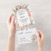 Invitation Tout En Un Boho Floral Pampas Floral Mariage (Déchirure)