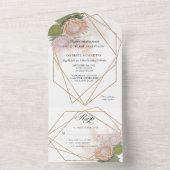 Invitation Tout En Un Boho Floral Pampas Herbe Protéa Géométrique Or Tou (À l'intérieur)