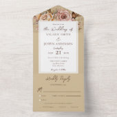 Invitation Tout En Un Boho Floral rose Mariage beige (À l'intérieur)