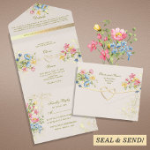 Invitation Tout En Un Boho Floral Rustic Chic Mariage