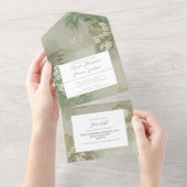 Invitation Tout En Un Boho Foliage Aquarelle Tropical Palm Leave Budget (Déchirure)