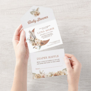 Invitation Tout En Un Boho Genre Neutre Tout en un Baby shower Invitatio