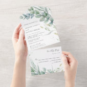 Invitation Tout En Un Boho Green Eucalyptus Mariage Feuille (Déchirure)