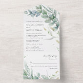 Invitation Tout En Un Boho Green Eucalyptus Mariage Feuille (À l'intérieur)