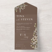 Invitation Tout En Un Boho Mariage Beige Botanique (À l'intérieur)