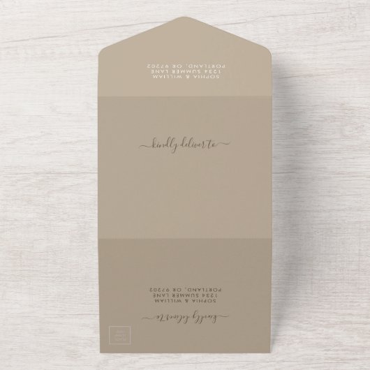Invitation Tout En Un Boho Mariage Beige Tout en un (Dehors)