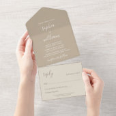 Invitation Tout En Un Boho Mariage Beige Tout en un (Déchirure)