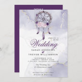 Invitation Tout en un BOHO Mariage violet Dream Catcher (Devant / Derrière)