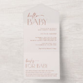 Invitation Tout En Un Boho minimal, Moderne, Terracotta, Baby shower (À l'intérieur)