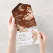 Invitation Tout En Un Boho Moon séché Palm Pampas Baby shower en terre c (Déchirure)
