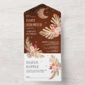Invitation Tout En Un Boho Moon séché Palm Pampas Baby shower en terre c (À l'intérieur)