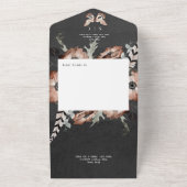Invitation Tout En Un Boho Moth gothique Noir & Brown Floral Pas de dîne (Dehors)
