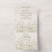 Invitation Tout En Un Boho Neutral Blanc Aquarelle Fleur sauvage Mariage (À l'intérieur)