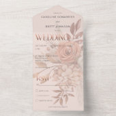 Invitation Tout En Un Boho Neutral Soft Automne Bouquet Dîner Blush (À l'intérieur)