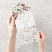 Invitation Tout En Un Boho Neutre Moderne Dîner Floral (Déchirure)