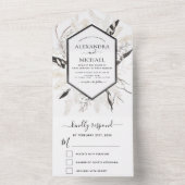Invitation Tout En Un Boho Noir Blanc Beige Botanique Mariage RSVP (À l'intérieur)
