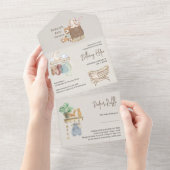 Invitation Tout En Un Boho Nursery Baby shower Book and Diapers (Déchirure)