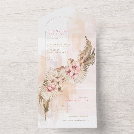 Invitation Tout En Un Boho Oasis Mariage ID959 (À l'intérieur)