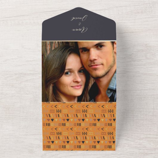 Invitation Tout En Un Boho Orange Mariage (Dehors)