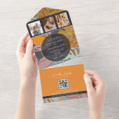Invitation Tout En Un Boho Orange Mariage moderne (Déchirure)