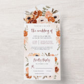 Invitation Tout En Un Boho orange rustique | Mariage blanc aquarelle (À l'intérieur)