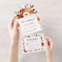 Boho orange rustique | Mariage blanc aquarelle
