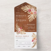 Invitation Tout En Un Boho Palm Terme Floral Pampas Terracotta Mariage (À l'intérieur)