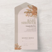 Invitation Tout En Un Boho Pampas Baby shower rose herbe (À l'intérieur)