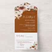 Invitation Tout En Un Boho Pampas Grass Floral Terracotta Mariage d'auto (À l'intérieur)