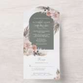 Invitation Tout En Un Boho Pampas Grass Sage Vert Floral Mariage (À l'intérieur)