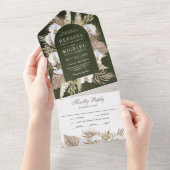 Invitation Tout En Un Boho Pampas Orchidée Blanche Mariage Sage Palm Sag (Déchirure)
