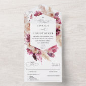 Invitation Tout En Un Boho Pampas rose Mariage de laiton (À l'intérieur)