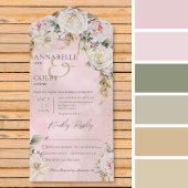 Invitation Tout En Un Boho Pampas & Roses Roses Roses Rose Dîner