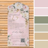 Invitation Tout En Un Boho Pampas & Roses roses roses rose QR Code