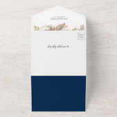 Invitation Tout En Un Boho Pampas White Orchid Baby shower bleu marine (Dehors)