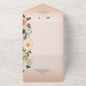 Invitation Tout En Un Boho Peach Floral Wreath & Feathers QR Code (Dehors)
